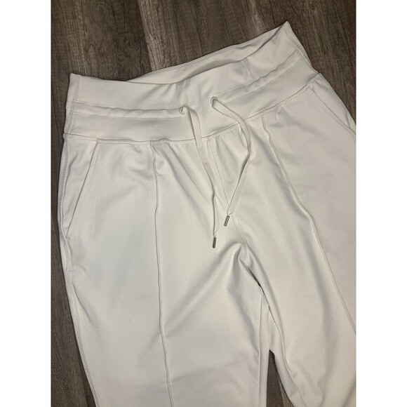 Old Navy Active Powersoft Jogger Pants L Cream High Rise Pockets Ribbed Co Dry - Picture 2 of 10